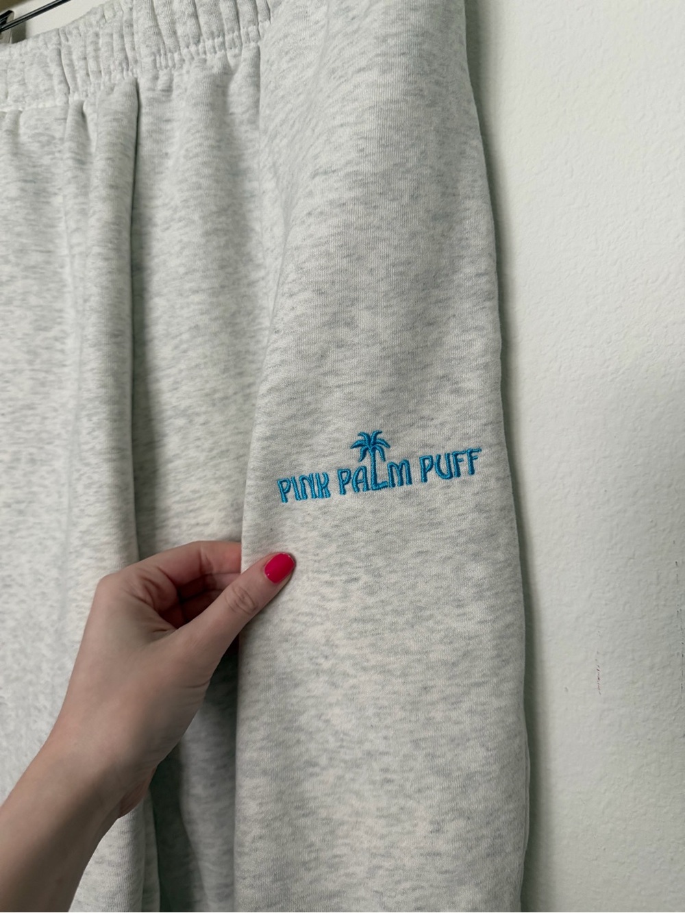 PINK PALM PUFF • grey sweatpants - Picture 2 of 5